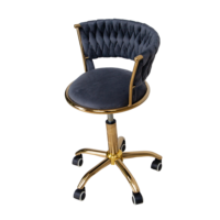Chaise de salon de coiffure et de manucure moderne et réglable - Revêtement en velours, base en acier inoxydable, design ergonomique pour salons de beauté et usage domestique
