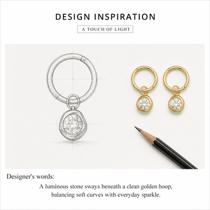 ต่างหูห่วงประดับเพชรคิวบิกเซอร์โคเนียสแตนเลสสตีลชุบทอง 14K ดีไซน์ทรงกลมแบบห้อย สีฟ้า สีชมพู หรือสีใส - Product Image 3