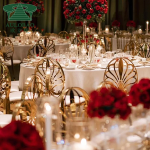 Modern Restaurant Upholstered Cushion Gold Metal Wedding Event <b>Chairs</b> - Product Image 6