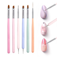 Lot de 6 pinceaux pour nail art, outils multifonctions pour la décoration des ongles, avec applicateur de strass, stylo à cire pour points et pinceau liner pour gel, pour salon et DIY