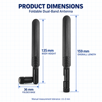 Antenne WiFi pliable double bande 6dBi 2,4 GHz 5,8 GHz SMA Mâle RP-SMA Mâle Noir Blanc pour Routeur Passerelle