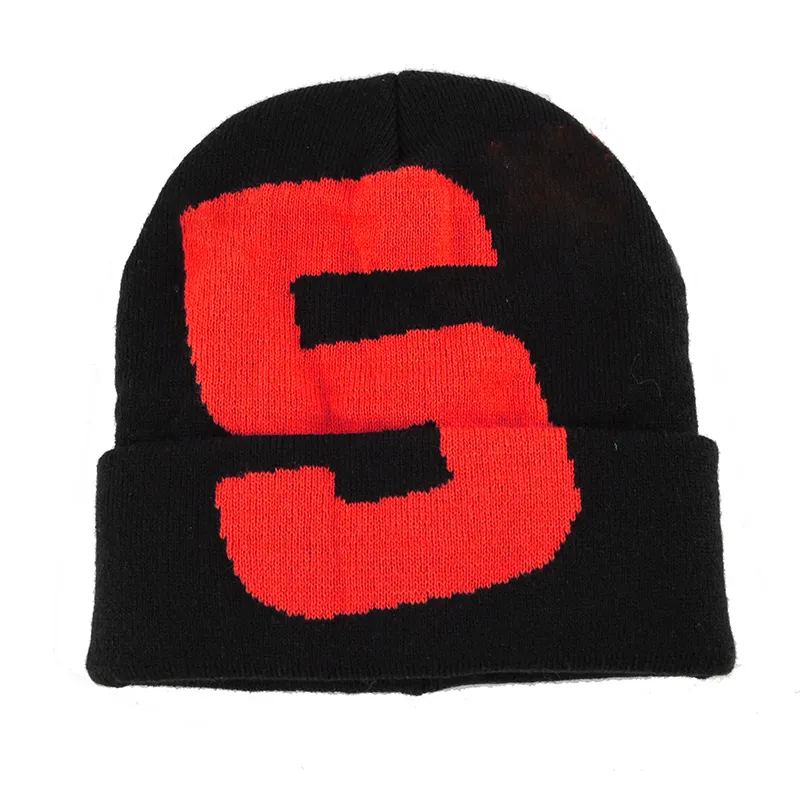 wholesale jacquard big logo man winter knitted beanie custom warm beanie hats