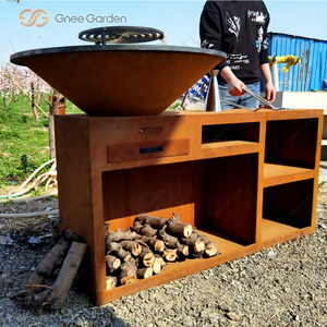 Outdoor Corten Steel <b>Bbq</b> Barbecue Fire Pit - Product Image 1