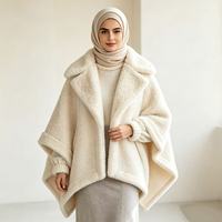 YLI043 Manteau Cape Polaire Hiver 2026 pour Femmes Musulmanes, Modeste, Grande Taille, Chaud, avec Hijab Assorti, Abaya