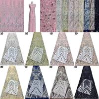 Tissu de dentelle haut de gamme pour robe, brodé de perles tubulaires et de paillettes exquises, pour l'industrie de la broderie tridimensionnelle en gros