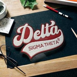 Patchs brodés thermocollants et lavables en tissu chenille avec logo de la sororité DST et lettres grecques Delta pour vêtements et sacs - Product Image 3