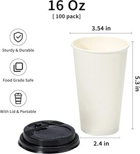 Gobelets à café en papier kraft blanc biodégradable à paroi simple, jetables, avec logo personnalisé imprimé en offset - Product Image 3