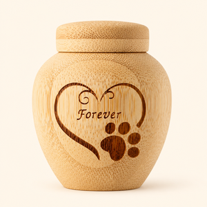 Guci Kremasi Hewan Peliharaan Ramah Lingkungan dari Bambu, Tahan Lama, Buatan Tangan, Bentuk Kustom dengan Tutup untuk Kenangan Kucing dan Anjing - Product Image 1