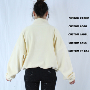 ARLAN – Sweat-shirt court en polaire pour femme, coupe ample, manches longues bouffantes, col montant zippé, idéal pour la gym, l'entraînement et les tenues décontractées - Product Image 2