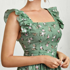 Questo vestito da donna senza maniche con collo quadrato estivo rivela la parte posteriore con un fiocco che disegna un vestito estivo premuroso - Product Image 6