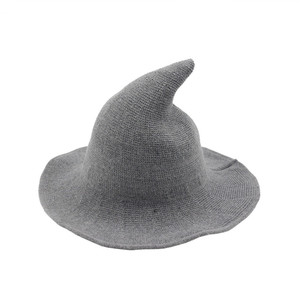 Sombrero de Pescador Plegable de Ala Ancha con Punta Puntiaguda para Mujer y Niña, Estilo Bruja/<span class=keywords><strong>Mago</strong></span>, Tejido de Lana y Acrílico - Product Image 1