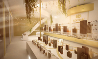 Conception d'intérieur de boutique de parfums sur mesure, service tout-en-un |   Décoration de boutique de parfums de luxe moderne et écologique avec éclairage LED sur mesure