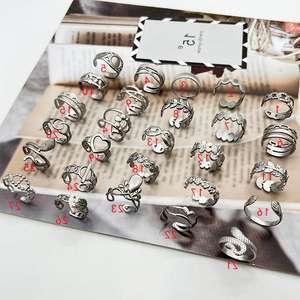 Multi-estilo europeo y americano ins viento abierto anillo de acero inoxidable corazón flor hueco puede ser incrustado accesorios de joyería - Product Image 1