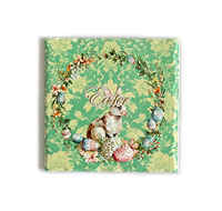 Sous-plat carré en céramique personnalisable, motif floral vintage lapin de Pâques, résistant à la chaleur, pour cuisine, vente en gros