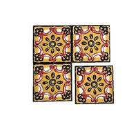 100x100mm Rétro Art Méditerranéen Petite Fleur Briques Cuisine Carreaux Faits À La Main