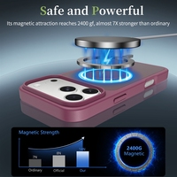 Coque de téléphone magnétique couleur cerise, effet peau, antichoc pour iPhone 18 Pro Max, iPhone 16 Pro Max, iPhone 17 Pro, iPhone 15 Pro, iPhone 14 Pro, iPhone 13