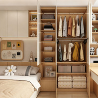 Lit Tatami Intégré Minimaliste Effet Bois pour Chambre d'Enfant, Armoire et Bureau Combinés, Meuble de Rangement Tout-en-un pour Petite Pièce