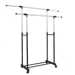 رف تجفيف الملابس القائم لعام <span class=keywords><strong>2025</strong></span> سهل التجميع مع عمودين مزدوجين قابلين للتمديد، رف تخزين متعدد الوظائف للملابس - Product Image 3