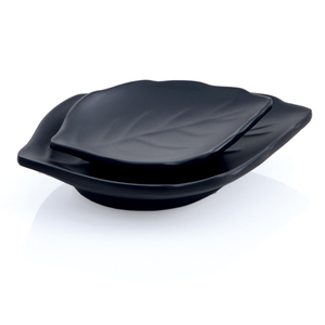 Japanese Restaurant Tableware Sushi <strong>Serving</strong> Leaf Shaped Black Melamine Side Dish - Product Image 6