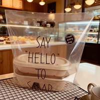 Sac à emporter pour restaurant personnalisable, portable, transparent, recyclable, thermoscellable, imprimé en gravure, avec logo personnalisé, sacs en plastique