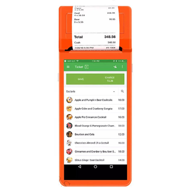 5.5 Inch Portable Android 12.0 Pos Terminal PDA with 4G/wifi/Built-in 58mm Thermal Printer
