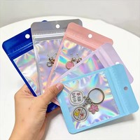 Petits sacs d'emballage en plastique holographique à fermeture éclair, sacs en mylar avec fermeture éclair pour les petites entreprises