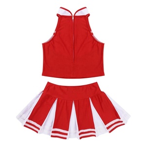 Ensemble haut sans manches à fermeture éclair et jupe plissée pour enfants, <span class=keywords><strong>costume</strong></span> de scène scolaire, performance, cosplay, fête, pom-pom girl pour filles - Product Image 2