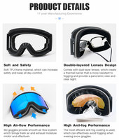 Masque de ski sans monture, protection UV400, verres polarisés miroir double couche, magnétique amovible, pour sports de neige