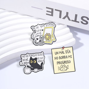Pin de Esmalte Motivacional 'Un Mal Día No Borra <span class=keywords><strong>Mi</strong></span> Progreso' con Gato Español '<span class=keywords><strong>Yo</strong></span> Sé Que Puedo Ser Una Leona', Broche, Pin para Bolso, Joyería, Regalo - Product Image 2