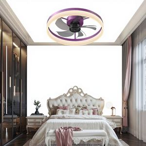 Ventilatori da Soffitto LED Moderni con Luci Dimmerabili e Sottili, Installazione a Incasso in ABS Viola - Product Image 1