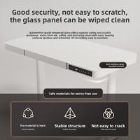 Table d'ordinateur électrique intelligente en verre trempé pour bureau à domicile, avec fonction de mémoire à trois niveaux, réglable en hauteur et dotée d'un tiroir – Vente en gros