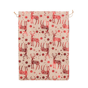 Sac cadeau en lin pour Noël, emballage sec, 30x40cm, avec cordon de serrage, sac décoratif pour cadeaux de fêtes - Product Image 5