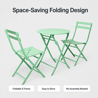 Ensemble bistrot pliant pour patio, 3 pièces, table en métal et 2 chaises, mobilier de jardin, balcon, café, pour petits espaces