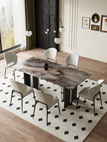 Nouvelle collection de table et de chaises de salle à manger en pierre, légères et luxueuses, de style moderne minimaliste haut de gamme, pour usage hôtelier