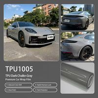 Film de protection TPU brillant gris craie foncé 1,52*15m/rouleau, film automobile de haute qualité pour la protection complète du véhicule, film décoratif pour voiture entière