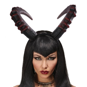 Serre-tête Halloween Diable Démon Cornes de Bélier en Polyuréthane Grand Rouge Noir Amusant Gothique Cosplay Accessoires Cheveux Fête Adulte - Product Image 2