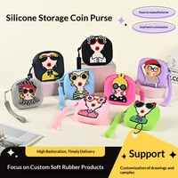 Porte-monnaie en silicone pour femme, organiseur d'écouteurs, petit sac carré, breloque, étanche, motif géométrique, style frais et doux, pour enfants