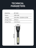 Lampes de poche rechargeables DP Portable Camping Outdoor LED USB Torch COB Side Emergency Light