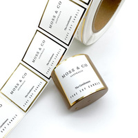 Autocollants rectangulaires de luxe dorés à chaud pour bougies, étiquettes personnalisées avec logo de marque, autocollantes en rouleau pour pots de bougies parfumées à la cire de soja