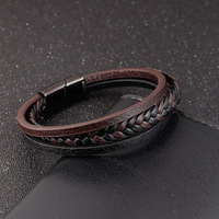 Accessoires en gros - Bracelet en cuir pour homme en acier titane, simple et créatif - Accessoire double couche style étudiant LB 008