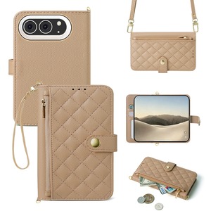 Funda de piel sintética acolchada con cremallera, correa cruzada, ranura para tarjetas y bolsillo para efectivo para teléfono plegable - Product Image 6