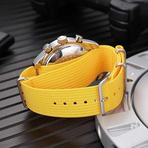 Bracelets de montre en nylon balistique premium à nervures 18mm <span class=keywords><strong>19mm</strong></span> 20mm 22mm, remplacement élégant pour hommes, blanc jaune acier pour montres intelligentes - Product Image 6