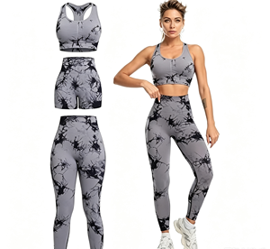 Traje Deportivo Elástico de Dos Piezas sin Costuras para Fitness, Pilates, con Tirantes, Espalda Descubierta, Secado Rápido, para Yoga, Talla Grande, Reversible para Mujer - Product Image 1
