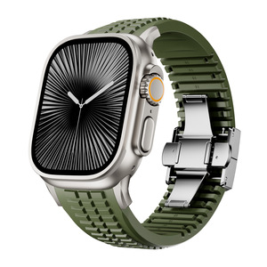 Bracelet en silicone de style grenade pour <span class=keywords><strong>Apple</strong></span> <span class=keywords><strong>Watch</strong></span> 42/44/45/49 mm, avec boucle argentée ou noire, taux de rachat élevé de 55,17 %, plus de 11 000 vendus - Product Image 4
