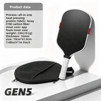 Raket Pickleball Serat Karbon T700 Inti Busa EPP+eva Generasi Kelima Konstruksi Satu Bagian Tekan Panas 16mm Berat 42cm