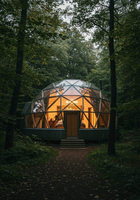 Dôme géodésique en verre coupe-vent de 5m, 6m, 8m, tente de luxe pour resort, glamping, hôtel, cabane en dôme avec porte en verre et aluminium