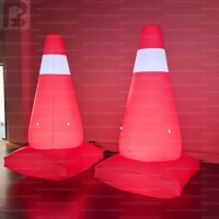 Cône de signalisation gonflable géant de 2 m avec logo publicitaire personnalisé, éclairage LED, barrière de circulation gonflable, modèle de cône de sécurité routière à vendre