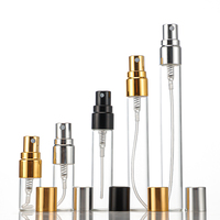 Flacon vaporisateur de parfum miniature en verre de 2/3/5/10 ml avec pompe à brume fine dorée, atomiseur portable, cylindre gravé