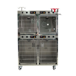 MT tıbbi büyük köpek paslanmaz çelik köpek tekerlekler ile çift kapı açık Pet mağaza ekran kafesleri Pet oksijen kafes - Product Image 3