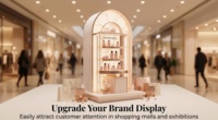 Présentoir Cosmétique Arqué Élégant pour Salon de Beauté, Vitrine de Parfums Sur Mesure, Usine 20 Ans d'Expérience, Conception 3D Gratuite, Conforme aux Normes CE, Éclairage LED